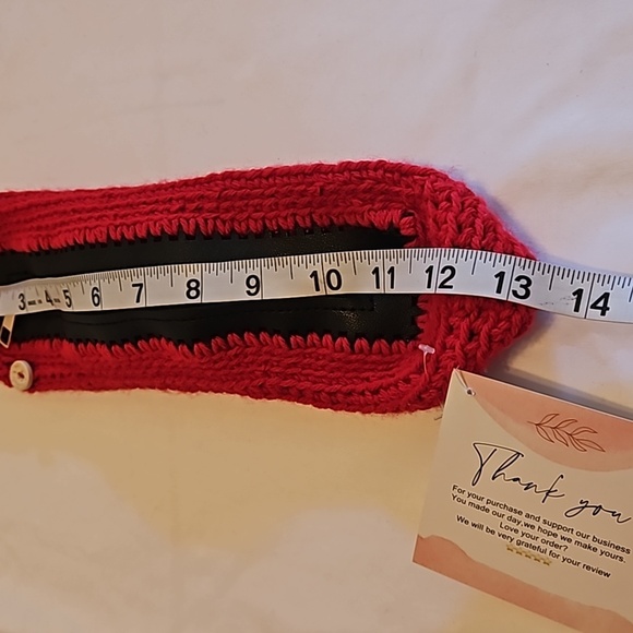 Hand Crafted Hand Knit Crochet Red Cosmetic Bag Pencil Case handmade Grannycore - Picture 12 of 17